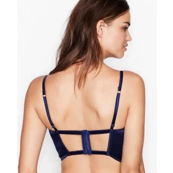 Victoria's Secret | Navy Blue Dream Angels Unlined Balconet Bra | Size 34D - Picture 2 of 13